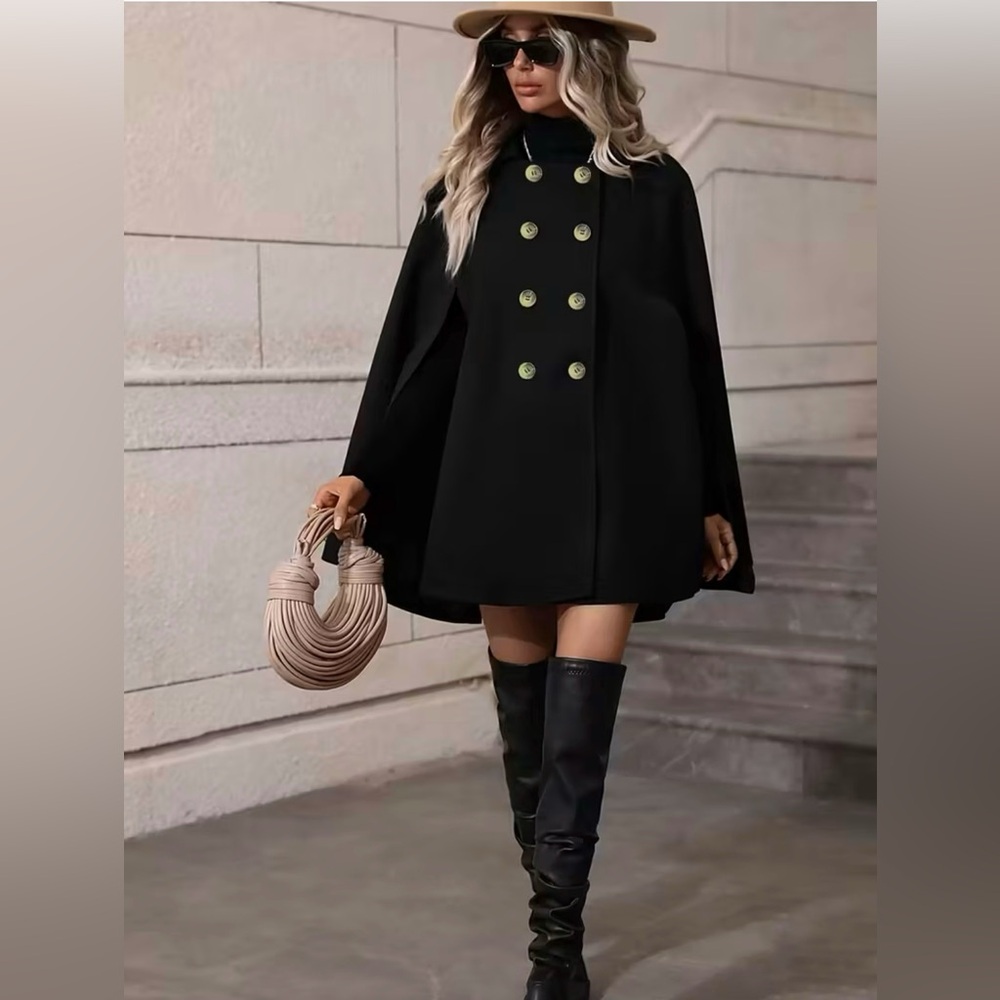Elegant Black Cape Coat